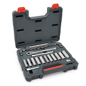 3/8 in. Drive 6 and 12-Point Standard and Deep SAE/Metric Mechanics Tool Set with Case (35-Piece)