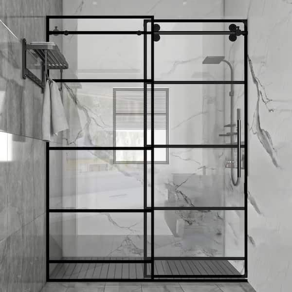 Madeira 24 in. x 76 in. Fixed Grid Pattern Shower Screen with EnduroShield  3/8 in. Thick Clear Tempered Glass