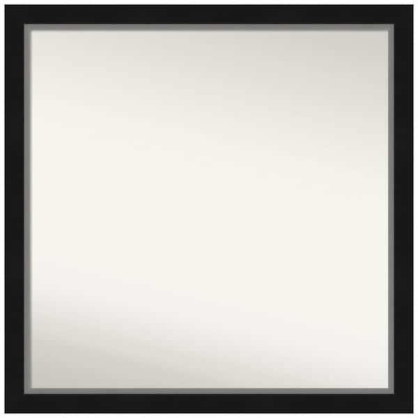 Amanti Art Eva Black Silver Narrow 29 in. W x 29 in. H Non-Beveled Bathroom Wall Mirror in Black, Silver