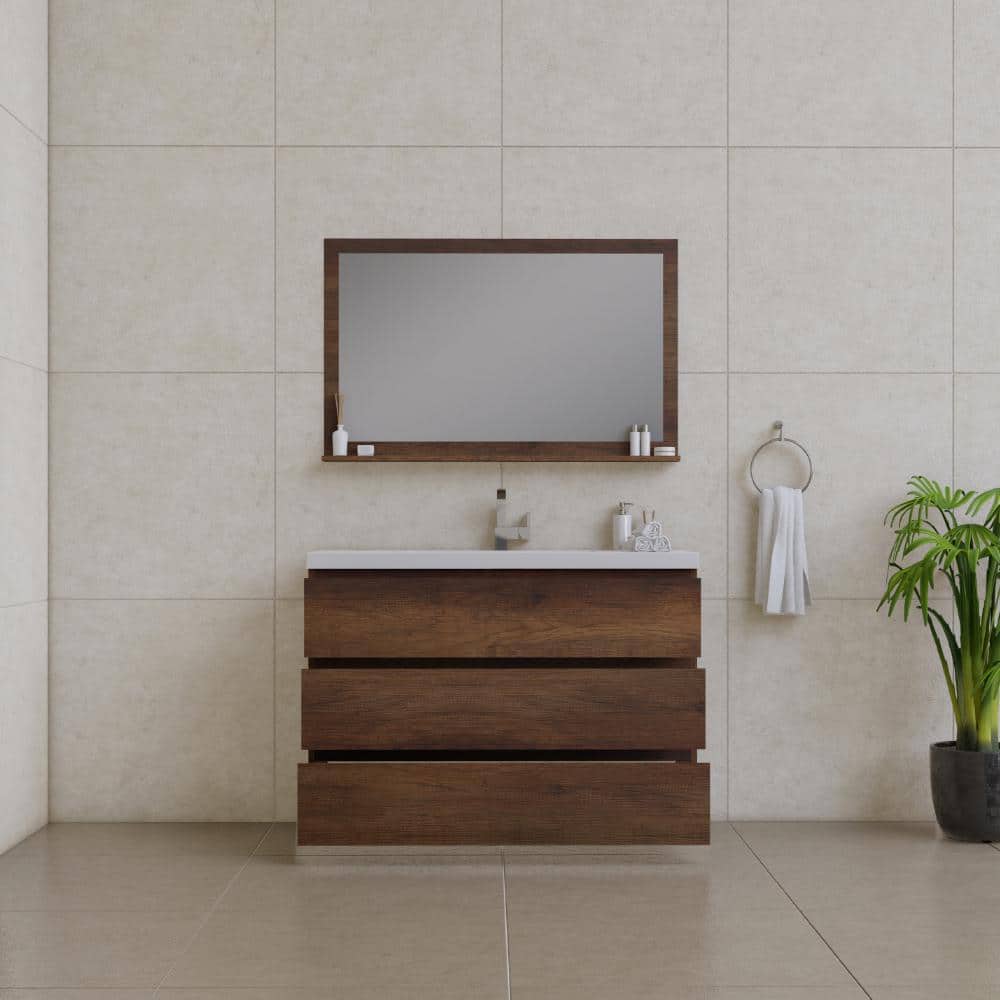 Paterno 48" Rosewood Modern Bathroom Vanity with White Acrylic Top