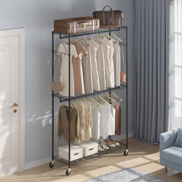 SKYSHALO Heavy Duty Clothes Rack, Rolling Clothing Garment SKYSHALO Heavy Duty Clothes Rack, Rolling Clothing Garment