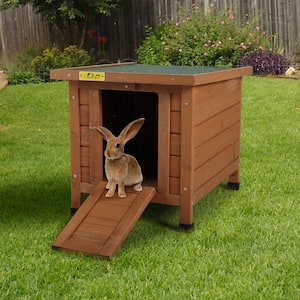 Wooden Rabbit Hutch Portable Bunny House for Small Pets With Weatherproof Roof