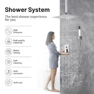 Rain Single Handle 1-Spray with Valve 1.8 GPM 12 in. Shower Faucet Pressure Balance Dual Shower Heads in Chrome