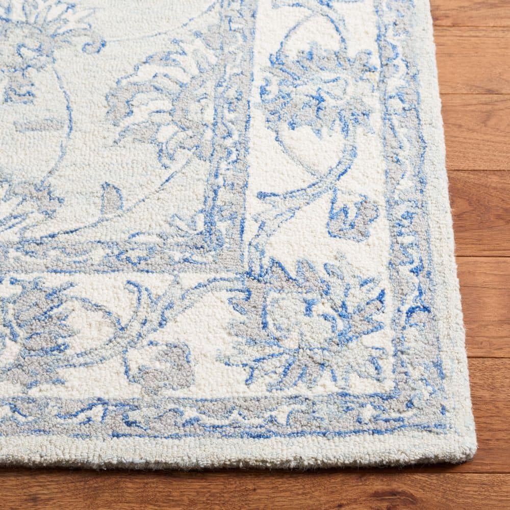Handmade Light Blue Wool Medallion 8' x 10' Tufted Rug