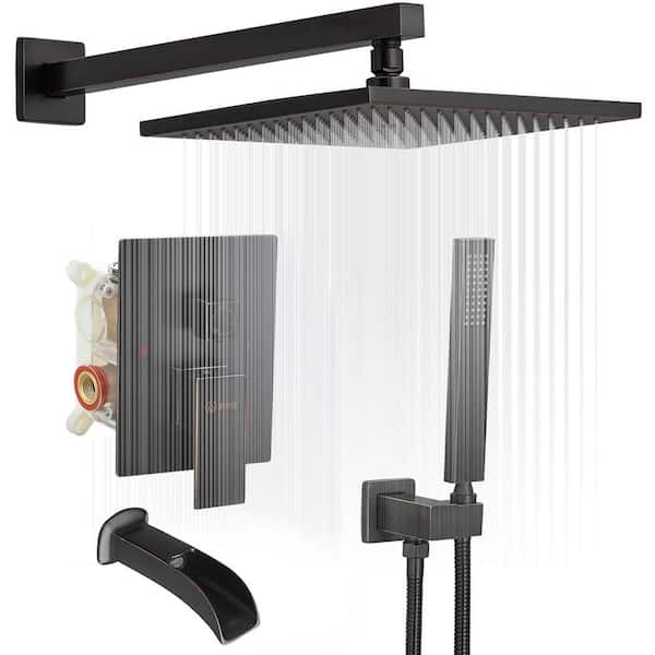 3-Spray Patterns With 2.5 GPM 12 in. Showerhead Wall Mounted Dual Shower Heads With Valve in Oil Rubbed Bronze
