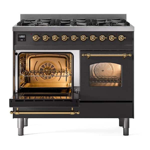 Nostalgie II 40 in. 6 Burner Dual Fuel Natural Gas Range in Graphite Matte
