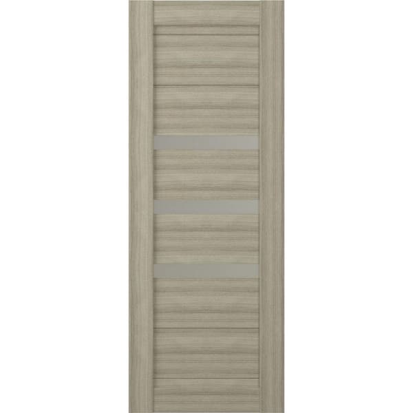 Belldinni Dora 24 in. x 84 in. No Bore Solid Composite Core 3-Lite Frosted Glass Shambor Wood Composite Interior Door Slab