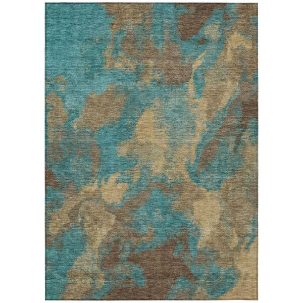 Chantille Machine Washable Indoor/Outdoor Abstract ACN3017 Turquoise 5 ft. x 7 ft. 6 in. Area Rug