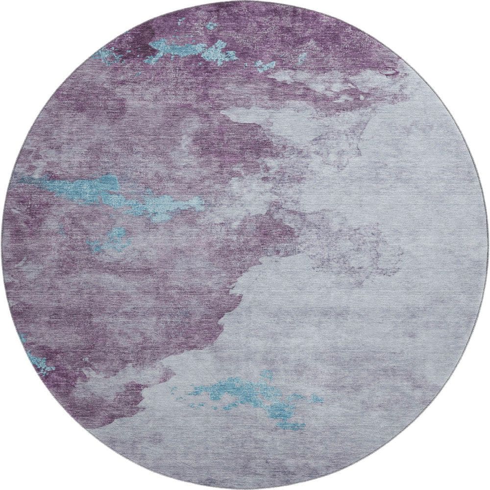 Mayfield Premium Machine Washable Abstract AMF2108 Lavender 8 ft. x 8 ft. Round Rug price history on PriceWatchPro