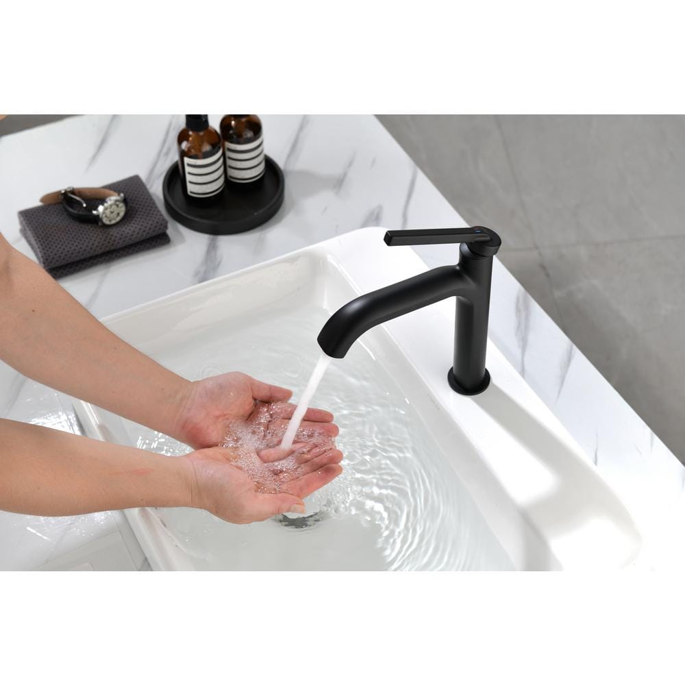 Matte Black Single Handle Mid Arc Bathroom Faucet