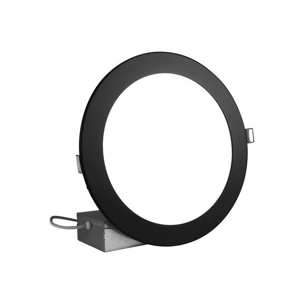 NICOR REL 8 in. Round 2700K Remodel IC-Rated Recessed Integrated LED Edge Lit Downlight Kit, Black