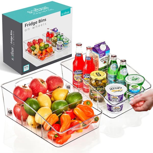 Fridge Organizer on Wheels Curved Top, Large (2-Pack)