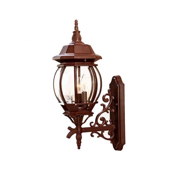 Acclaim Lighting Chateau Collection 3-Light Burled Walnut Outdoor Wall Lantern Sconce