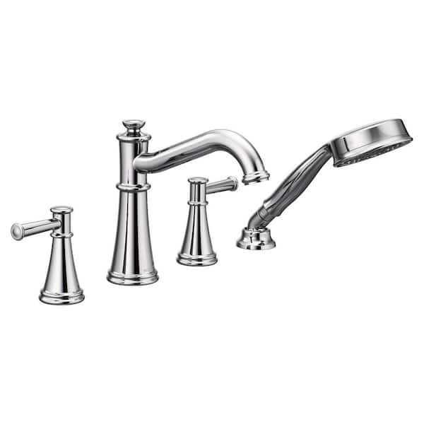 Belfield 2-Handle Tub Deck Mount Roman Tub Faucet with Hand Shower in Chrome
