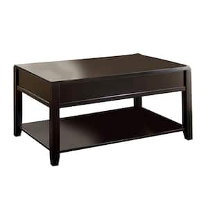 Malachi 40 in. Black Rectangle Wood Coffee Table with Lift Top and Storage Compartments