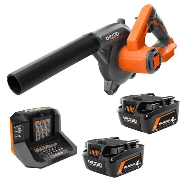 RIDGID 18V MAX Output Starter Kit with (2) 4.0 Ah MAX Output Batteries and Charger with FREE 18V Compact Blower