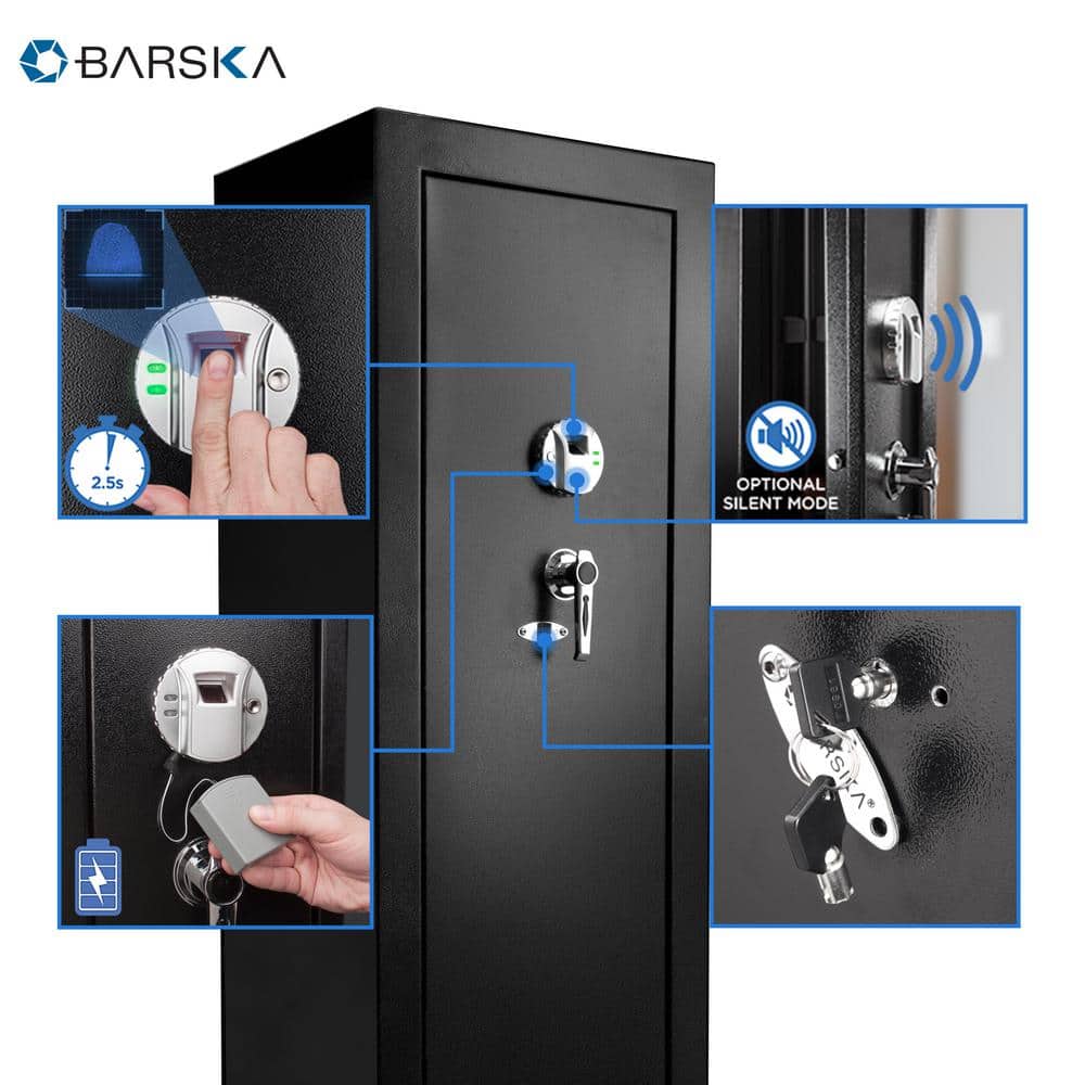Black Steel Biometric Fingerprint Rifle Safe with 16-Gun Capacity