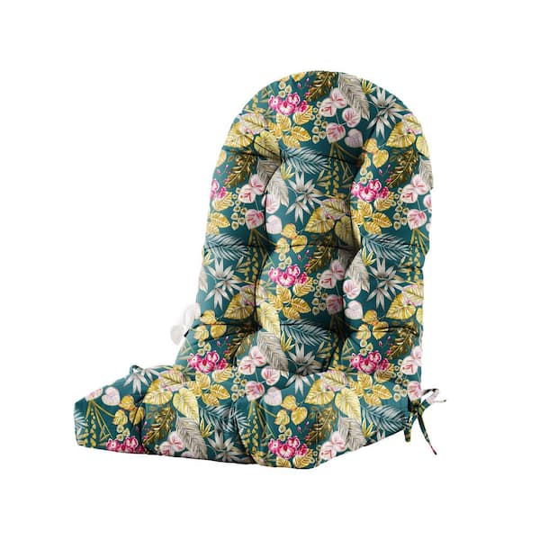 Patio Chair Cushion for Adirondack High Back Tufted Seat Chair Cushion Outdoor 48 in. x 21 in. x 4 in. Green Floral