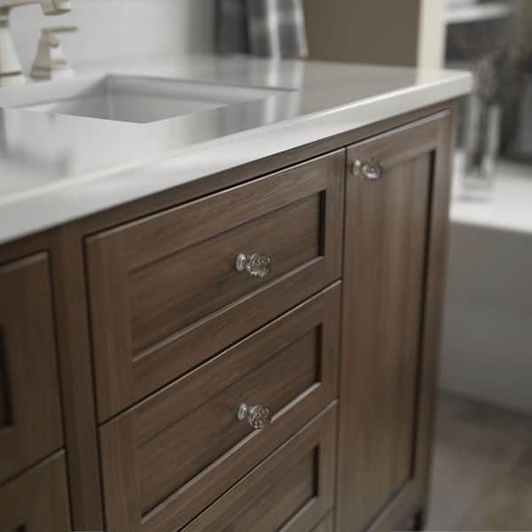 Liberty 1 3 5 In Satin Nickel With Clear Bubble Glass Round Cabinet Knob P32592c 116 Cp The Home Depot - Bathroom Cabinet Knobs And Pulls Brushed Nickel
