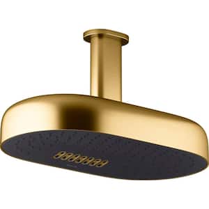 Statement 2-Spray Patterns with 2.5 GPM 12 in. Wall Mount Fixed Shower Head in Vibrant Brushed Moderne Brass