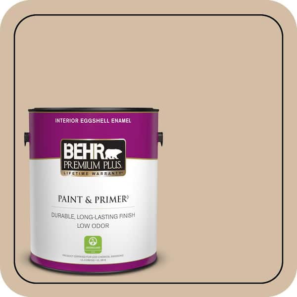 BEHR PREMIUM PLUS 1 gal. Home Decorators Collection #HDC-MD-12 Tiramisu Cream Eggshell Enamel Low Odor Interior Paint & Primer