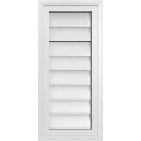 Ekena Millwork 12 in. x 26 in. Vertical Surface Mount PVC Gable Vent: Decorative with Brickmould Frame