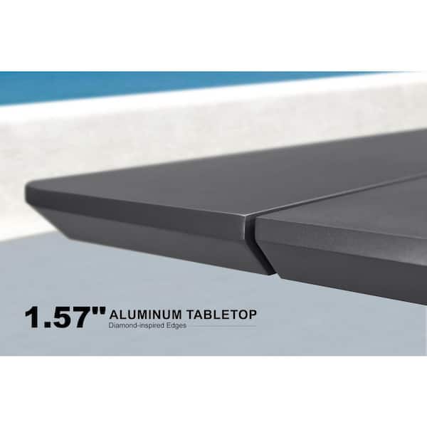 9-Piece Aluminum Outdoor Dining Set All-Weather Modern Rectangular Dining Table and Chairs with Olefin Cushions, Grey