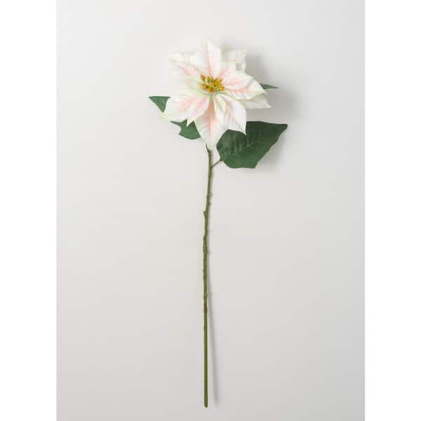 SULLIVANS 33.5 in. Artificial White and Pink Poinsettia Stem
