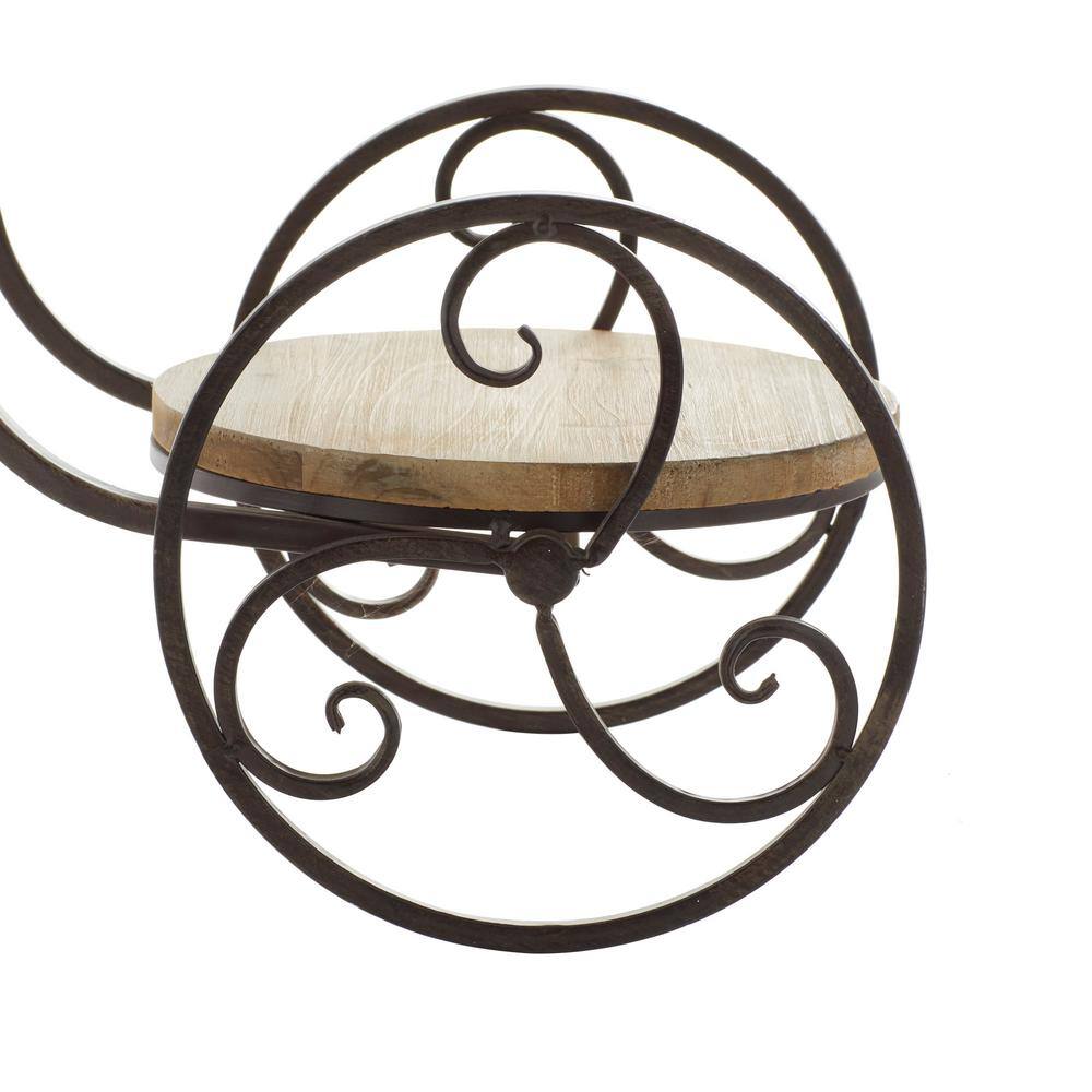 Brown Metal and Wood Bicycle Plant Stand with Aged Finish