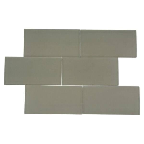 Splashback Tile Contempo 3 in. x 6 in. Natural White Frosted Glass Tile