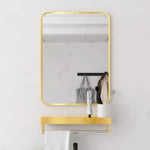 24 in. W x 30 in. H Rectangular Metal Framed Hangs Horizontally or Vertically Wall Bathroom Vanity Mirror in Gold