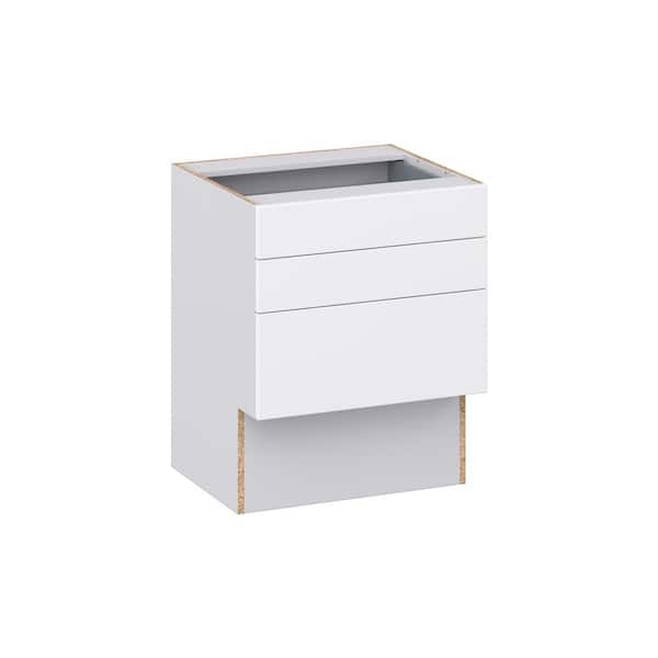 J COLLECTION Timberline 24 in. W x 21 in. D x 30 in. H Assembled Slab Accessible ADA Bath Drawer Base Kitchen Cabinet in Bright White