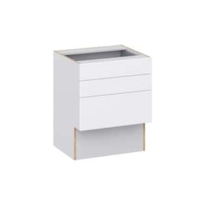 Fairhope Bright White Slab Assembled Vanity ADA Drawer Base Cabinet with 3 Drawers (24 in. W x 30 in. H x 21 in. D)