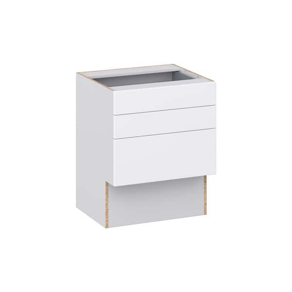 J COLLECTION Fairhope Bright White Slab Assembled Vanity ADA Drawer Base Cabinet with 3 Drawers (24 in. W x 30 in. H x 21 in. D)