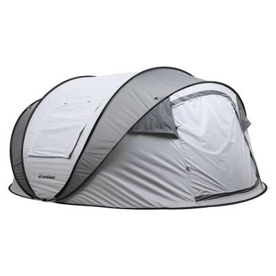 EchoSmile 7.1 ft. x 10.4 ft. x White and Gray 5-Person to 8-Person Tent