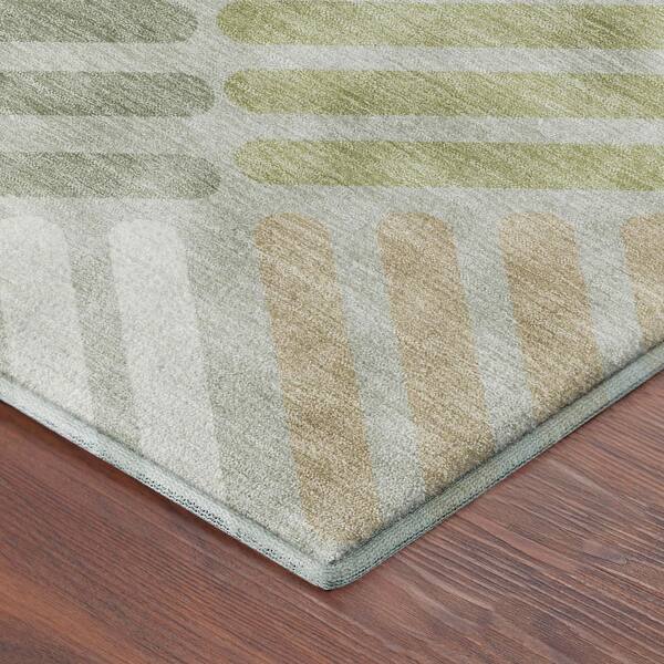 Mayfield Premium Machine Washable Abstract AMF2339 Aloe 3 ft. x 4 ft. Area Rug