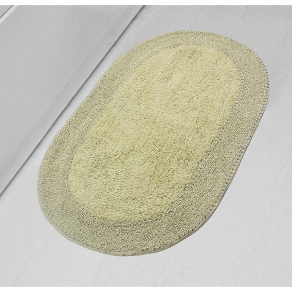 HOME WEAVERS INC Double Ruffle Collection 100% Cotton Bath Rugs Set, 24x40 Rectangle, Sage