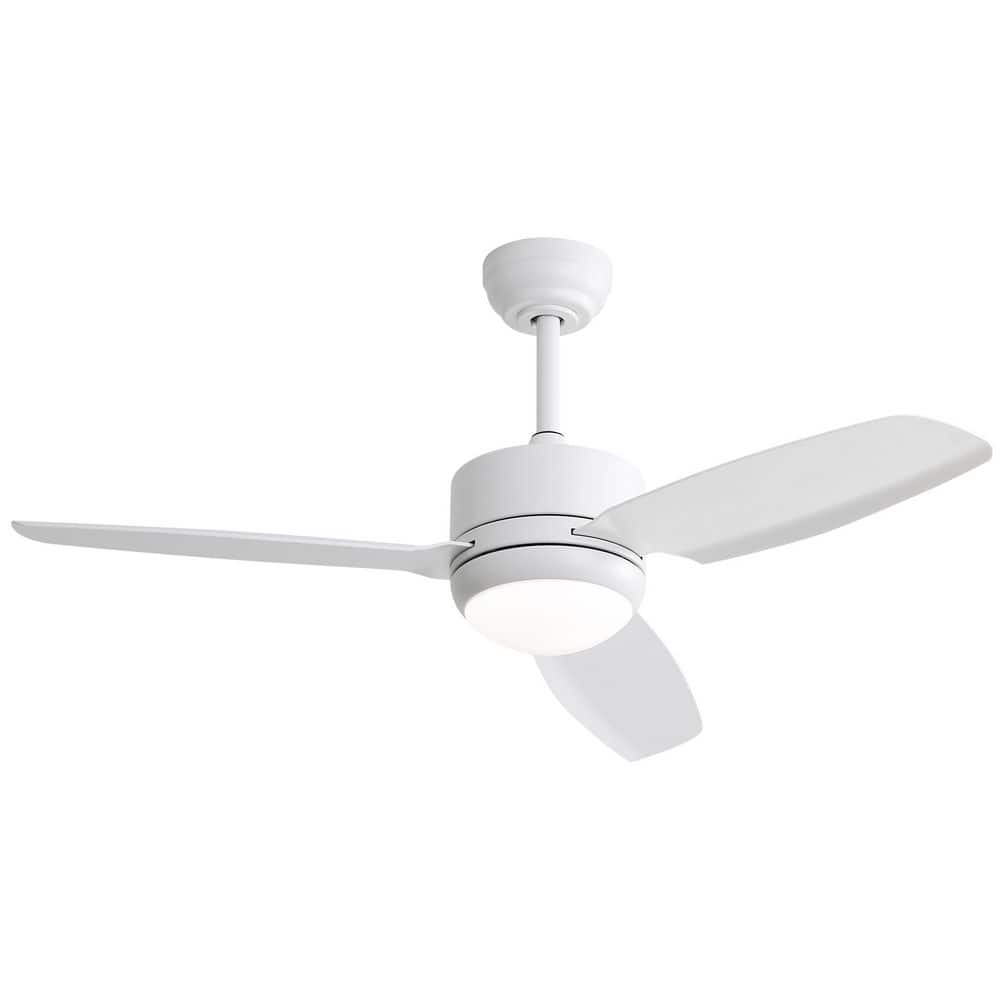 46 in. Indoor White Low Profile Modern Ceiling Fan with 18W LED Light and R
