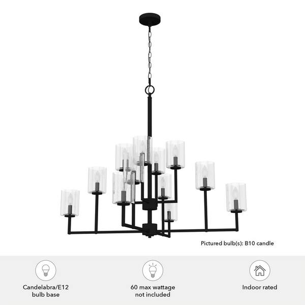 Hunter Kerrison 12-Light Satin Black Transitional Led Chandelier