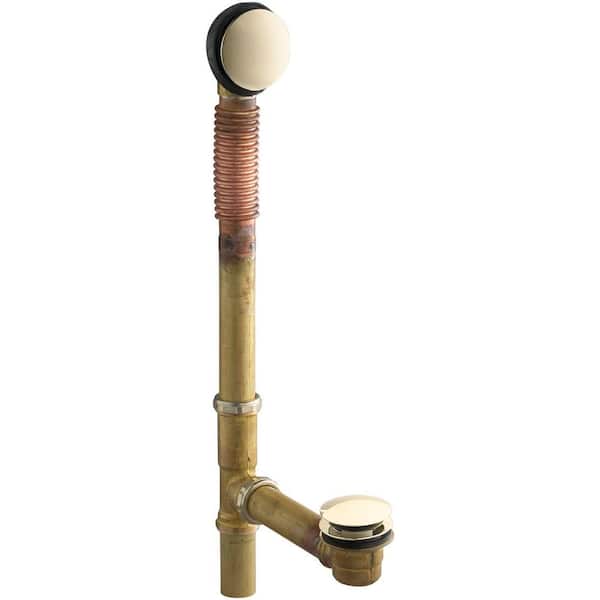 KOHLER Clearflo 8.25 in. L x 18.5 in. H x 3.25 in. W Toe Tap Bath Drain, Vibrant French Gold