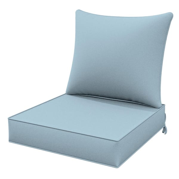 19 in. x 19 in. x 4 in. Square Outdoor Deep Seating Cushion Set Seat and Back Cushion for Lounge Chair Sky Blue