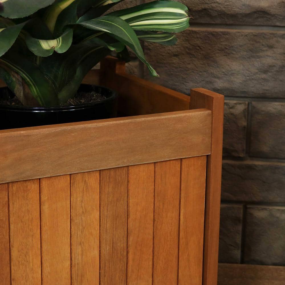 Sunnydaze Meranti 16" Brown Wooden Outdoor Planter Box