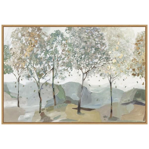 Amanti Art "Breezy Landscape Trees I" by Allison Pearce 1-Piece Floater Frame Canvas Transfer Nature Art Print 23 in. x 33 in.