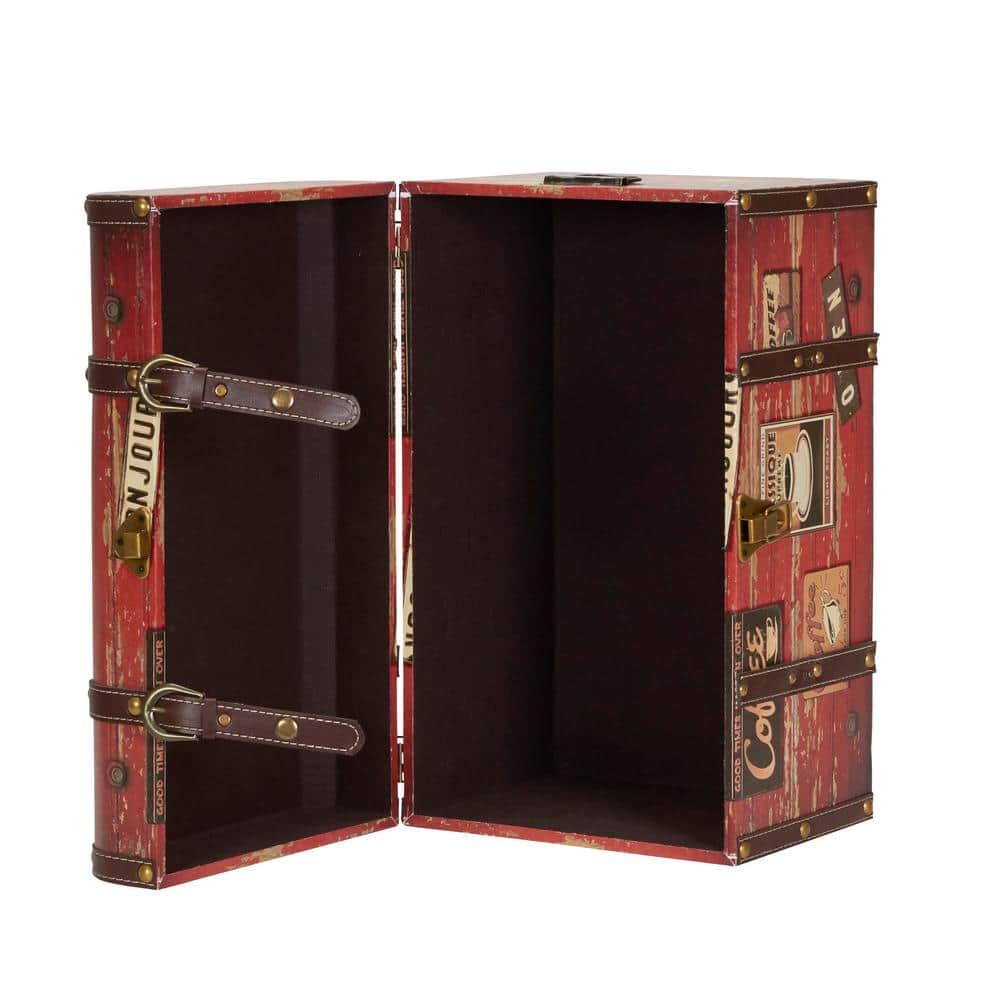 Medium Coffee Shop Decorative Storage Trunk with Leather Straps
