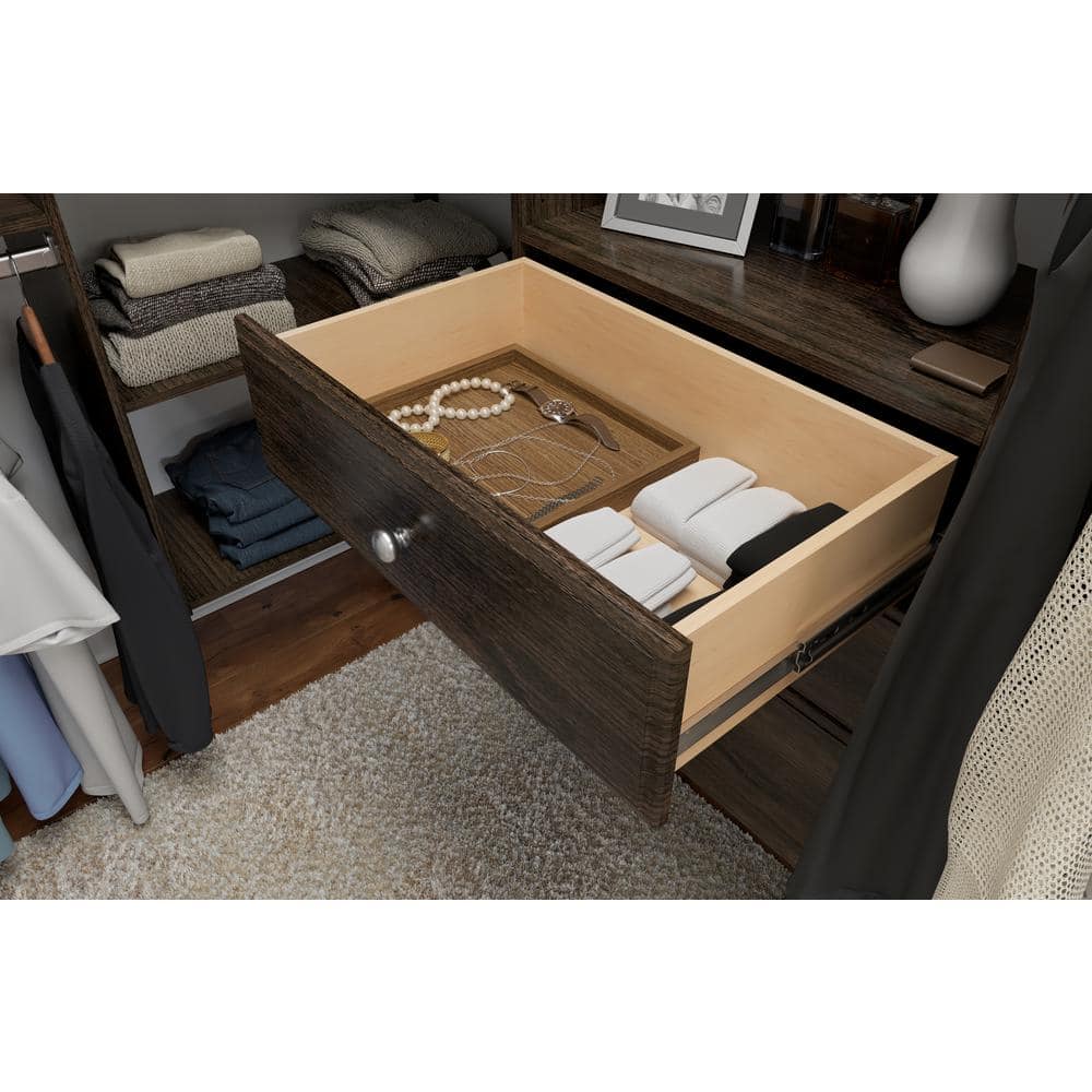 Truffle Wood Ultimate Corner Closet Organizer with Drawers
