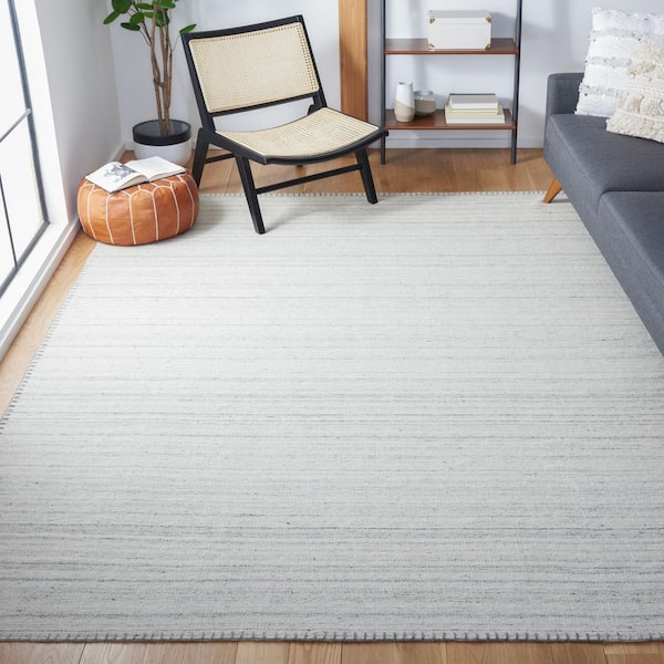 Kilim Beige/Light Grey 8 ft. x 10 ft. Solid Color Gradient Area Rug