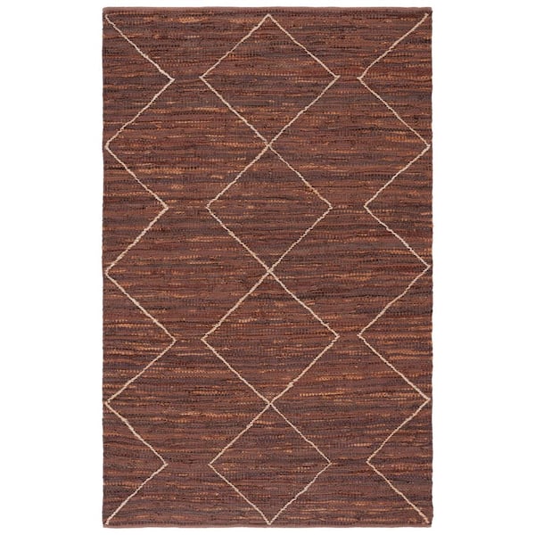 Vintage Leather 3 ft. x 5 ft. Brown/Natural Marle Chevron Area Rug