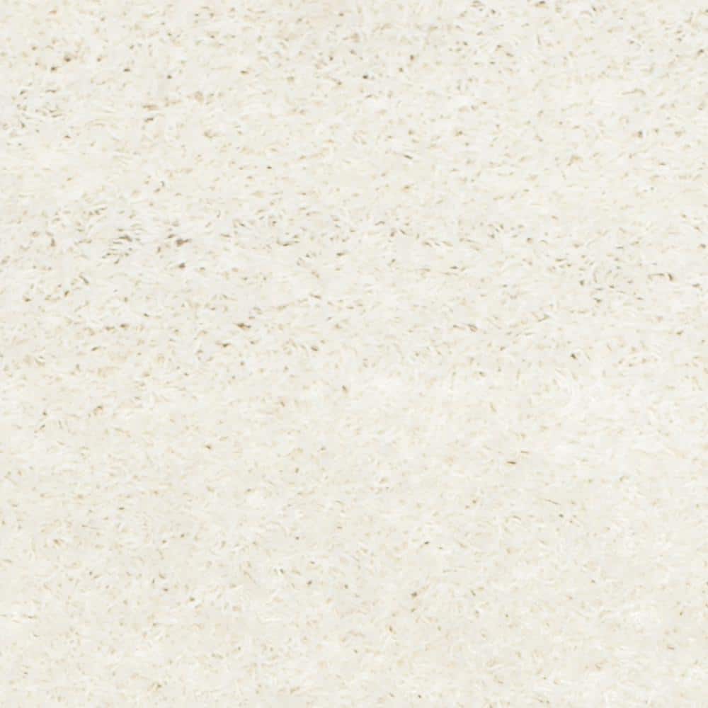 Plush White Synthetic 27'' Hand-Knotted Shag Runner Rug