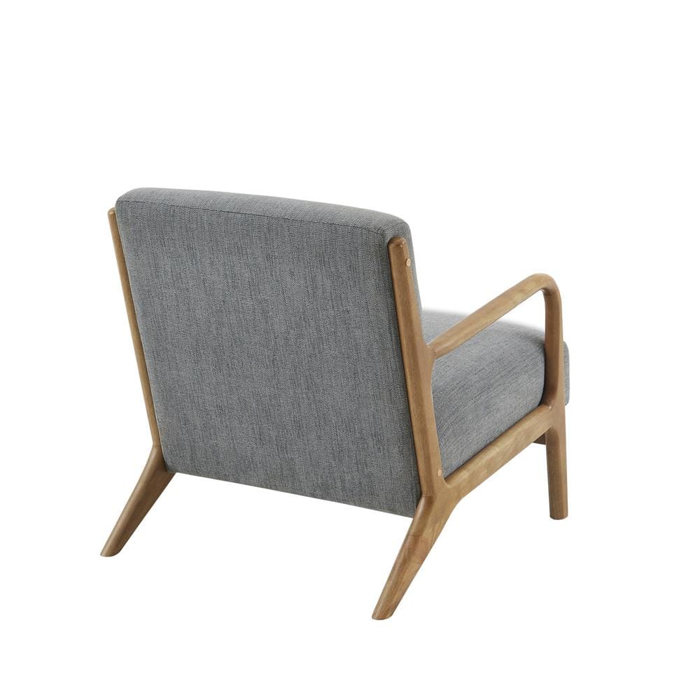 Mid-Century Elmwood Frame Accent Chair in Textured Gray