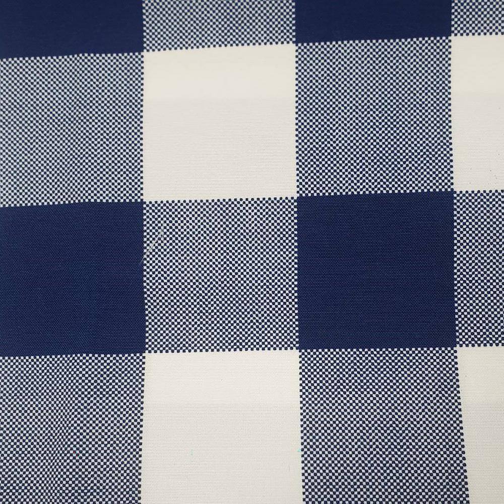 Buffalo Check Navy Tufted Outdoor Wicker Seat Cushions, 19" x 19", Set of 2